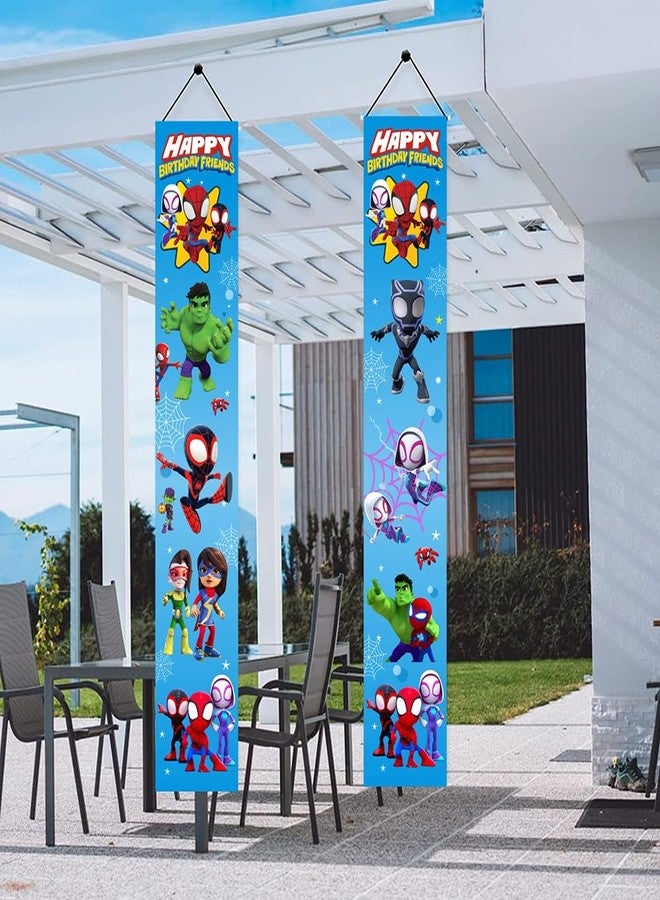 BNFUO 2Pcs Spider and His Friends Birthday party Porch Sign Door Hanging Banner Birthday Party Supplies for Wall Decorations - Image 4