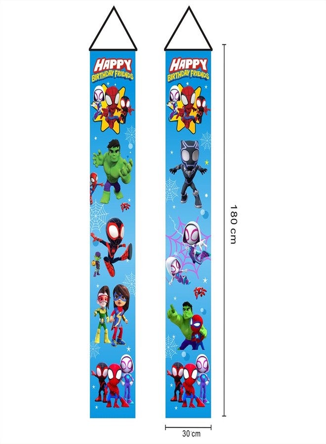 BNFUO 2Pcs Spider and His Friends Birthday party Porch Sign Door Hanging Banner Birthday Party Supplies for Wall Decorations - Image 3