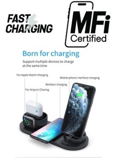 Wireless Charger, 6 in 1 Wireless Fast Charging Station for Apple Watch/AirPods Pro/iPhone 13/12/11/11pro/11pro Max/X/XS/XR Samsung S20/S10