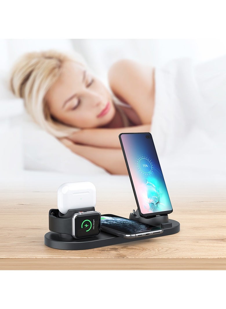 Beauenty - Wireless Charger, 6 in 1 Wireless Fast Charging Station for Apple Watch/AirPods Pro/iPhone 13/12/11/11pro/11pro Max/X/XS/XR Samsung S20/S10 - Image 1