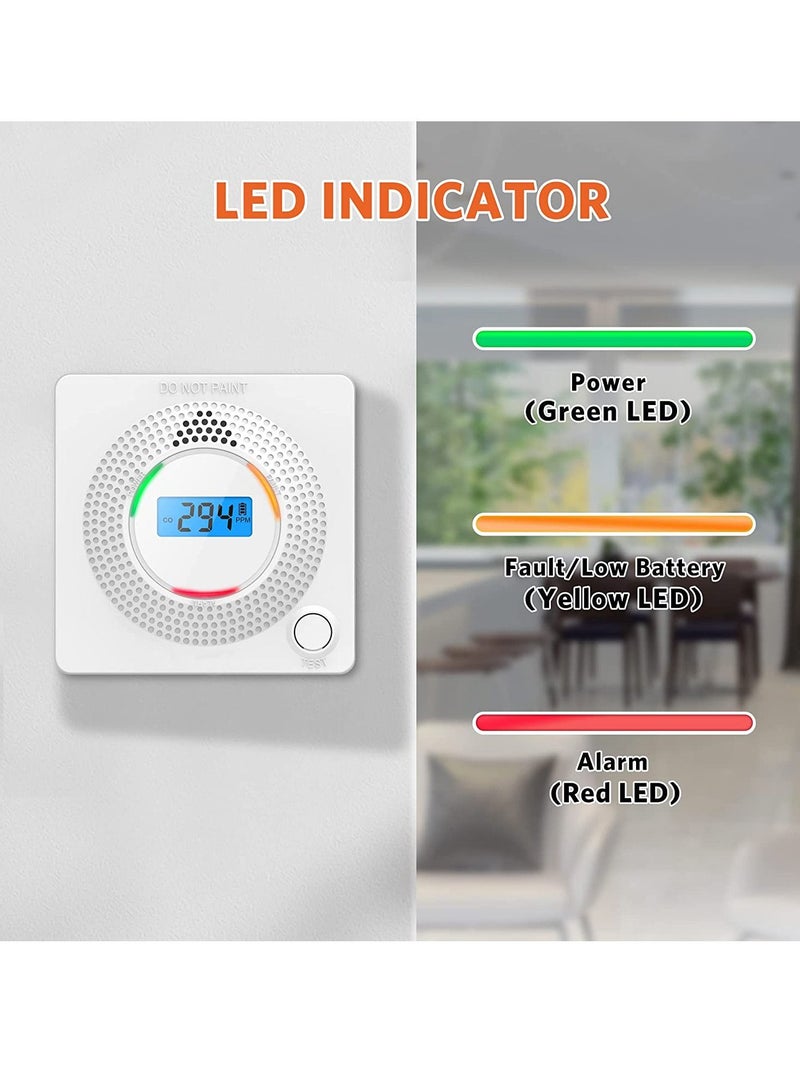 Y&D Carbon Monoxide Detector Alarm, CO Alarm with Digital LCD Display, Replaceable Battery-Operated for House and Bedroom  - Image 2