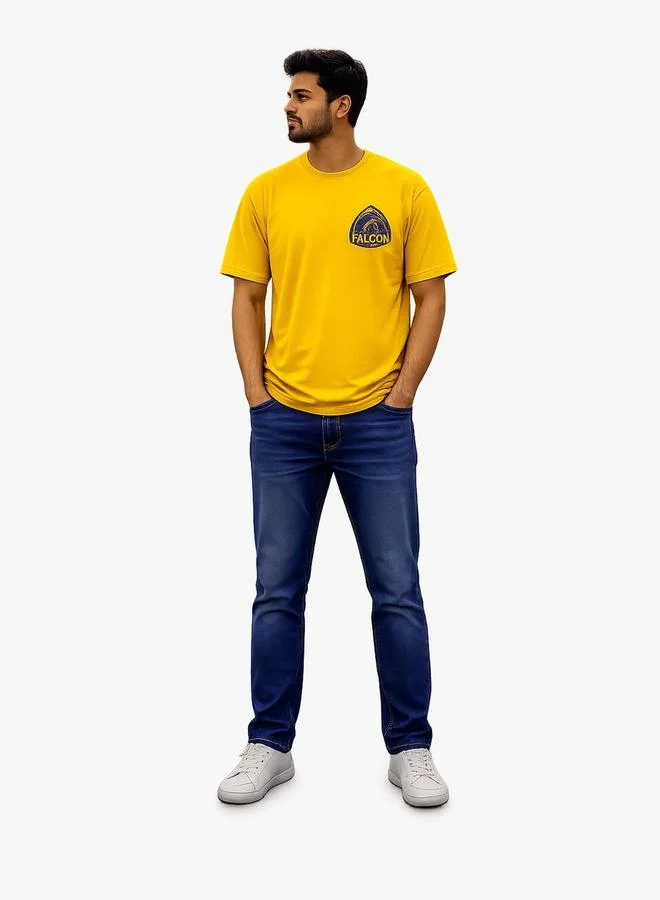 تايك تو Mustard Falcon Logo Graphic print Short Sleeves T-Shirt By Falcon