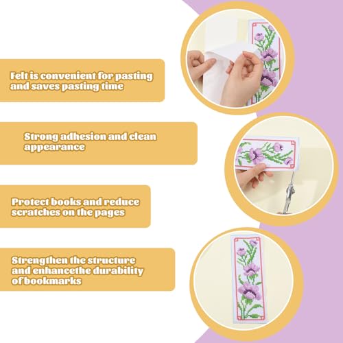ORIGACH 6 Set Flowers Cross Stitch Bookmark Kit for Beginner with Backing Felt Floss Instructions DIY Stamped Embroidery Bookmark Kit for Adults, Book Lovers - Image 4