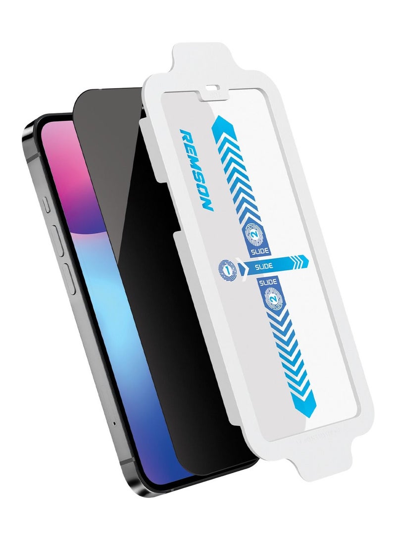 Remson Glass Guard Pro + 9H Tempered Glass Privacy Screen Protector Full Coverage with Auto Alignment Installation Tool Designed for iPhone 13 Pro 6.1 inch - Image 1
