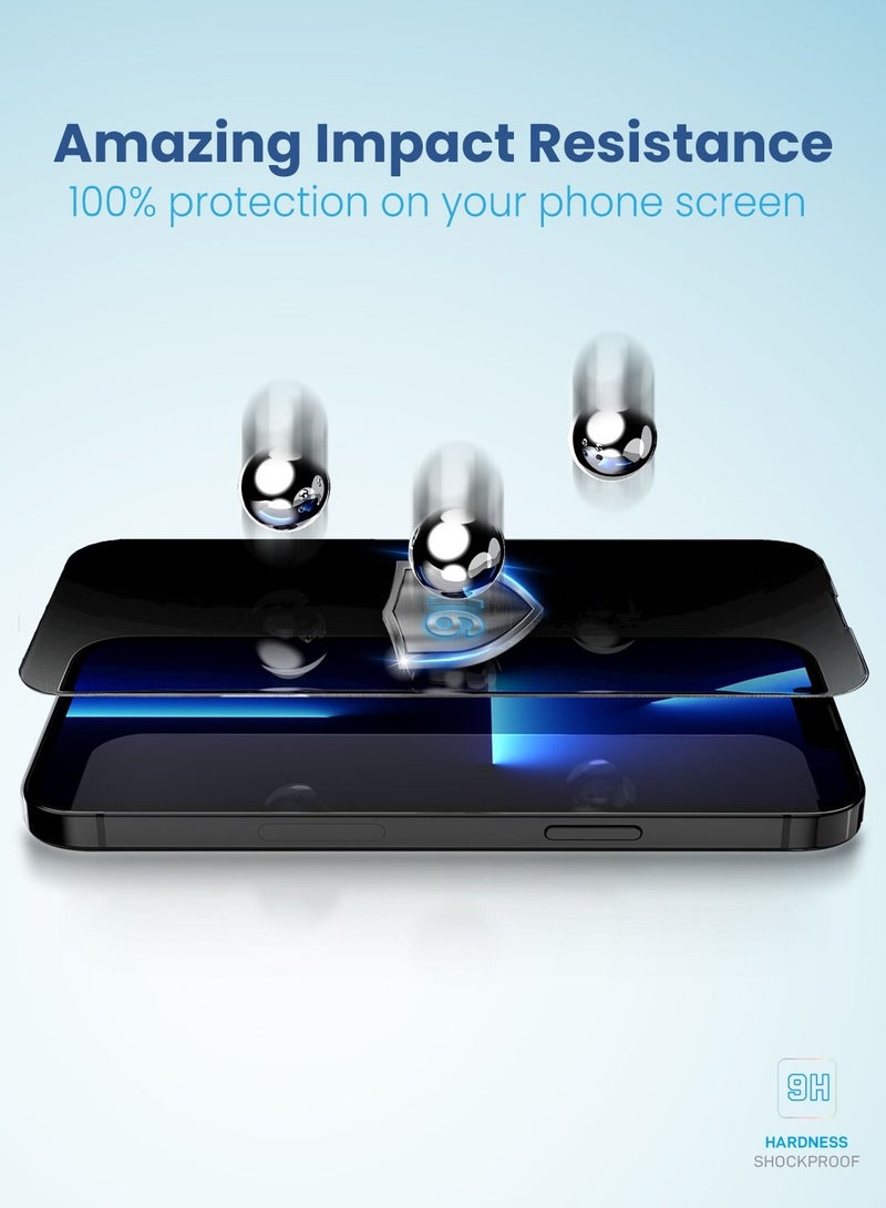Remson Glass Guard Pro + 9H Tempered Glass Privacy Screen Protector Full Coverage with Auto Alignment Installation Tool Designed for iPhone 13 Pro 6.1 inch - Image 2