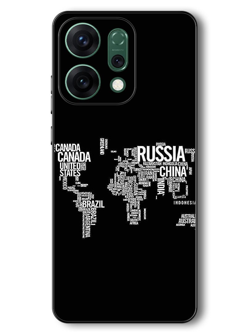Theodor Case Compatible with Oppo Reno 14 6.59 Inch Protection Shockproof Bumper Cover Written World Map - Image 1