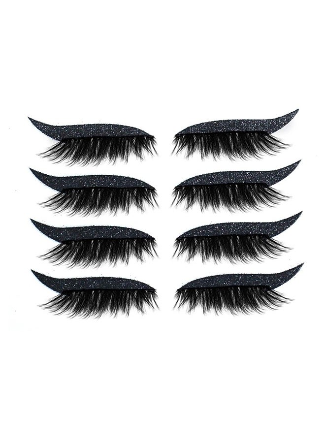 4Pairs Reusable Soft Eyelash Patch Glitter Eyeliner Patch Waterproof and Durable Eye Makeup Patch For Fancy Ball/Carnival/Role Play/Birthday Party/Photography and Other Occasions(Black）
