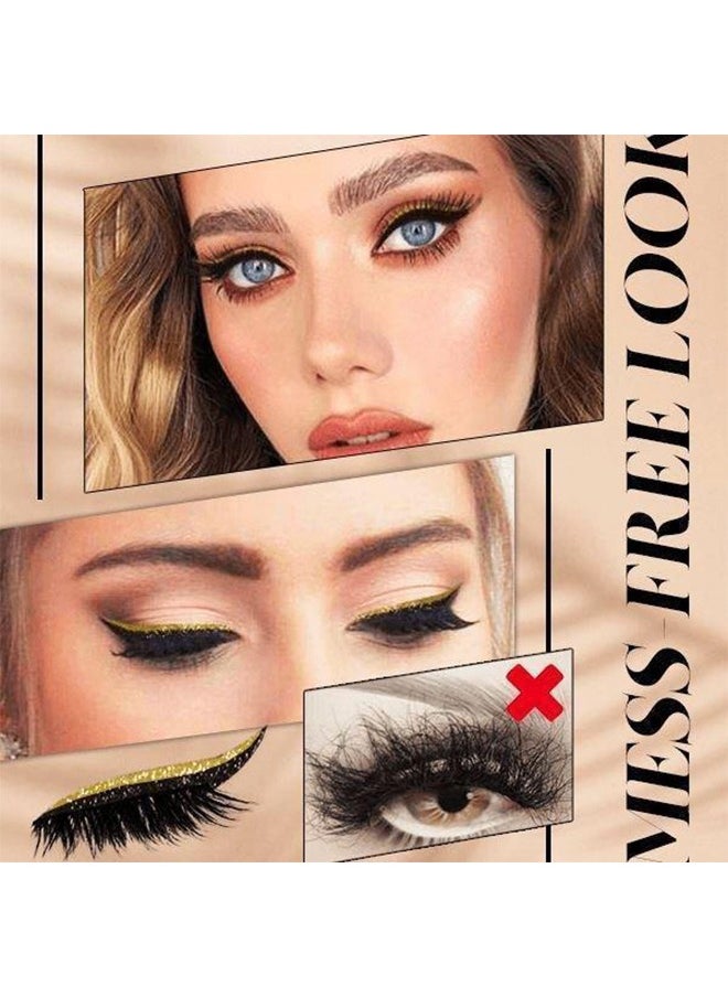 4Pairs Reusable Soft Eyelash Patch Glitter Eyeliner Patch Waterproof and Durable Eye Makeup Patch For Fancy Ball/Carnival/Role Play/Birthday Party/Photography and Other Occasions(Black）
