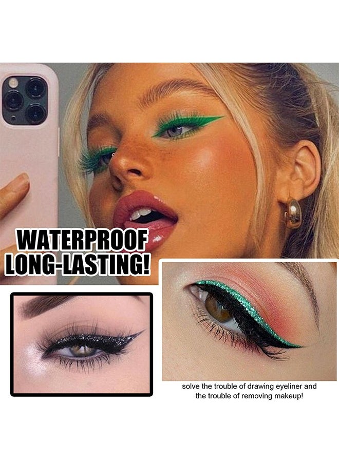 4Pairs Reusable Soft Eyelash Patch Glitter Eyeliner Patch Waterproof and Durable Eye Makeup Patch For Fancy Ball/Carnival/Role Play/Birthday Party/Photography and Other Occasions(Black）