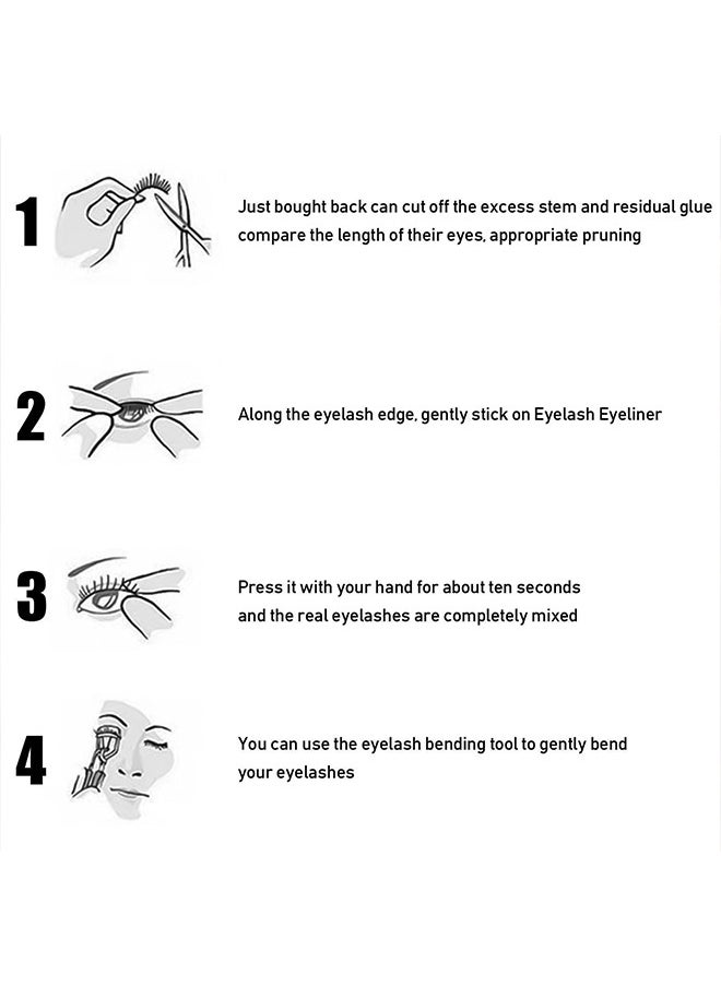 4Pairs Reusable Soft Eyelash Patch Glitter Eyeliner Patch Waterproof and Durable Eye Makeup Patch For Fancy Ball/Carnival/Role Play/Birthday Party/Photography and Other Occasions(Black）