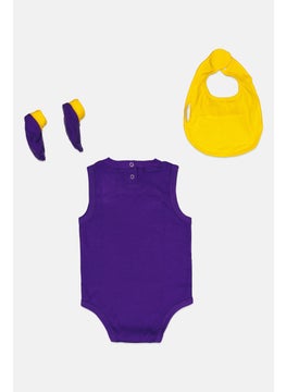 NBA Toddlers Boy 3 Pieces Graphic Print Bodysuit With Bib And Bootie Set, Purple  - Image 2