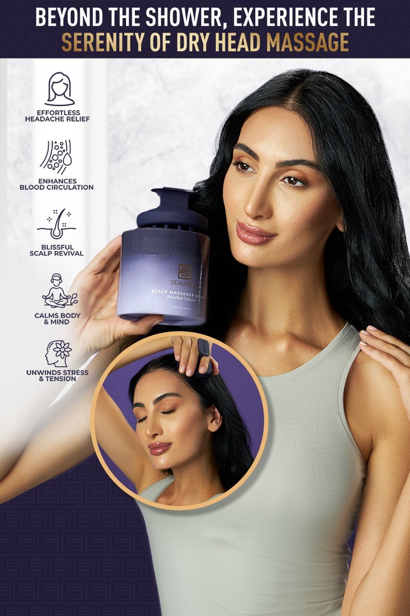 Beauxsoi Silicone Shampoo Brush And Scalp Exfoliator Hair Massager For Hair Growth Scalp Scrubber For Dandruff Shampoo Scalp Brush Scalp Massager Hair Growth (Empowered Purple) (Medium)