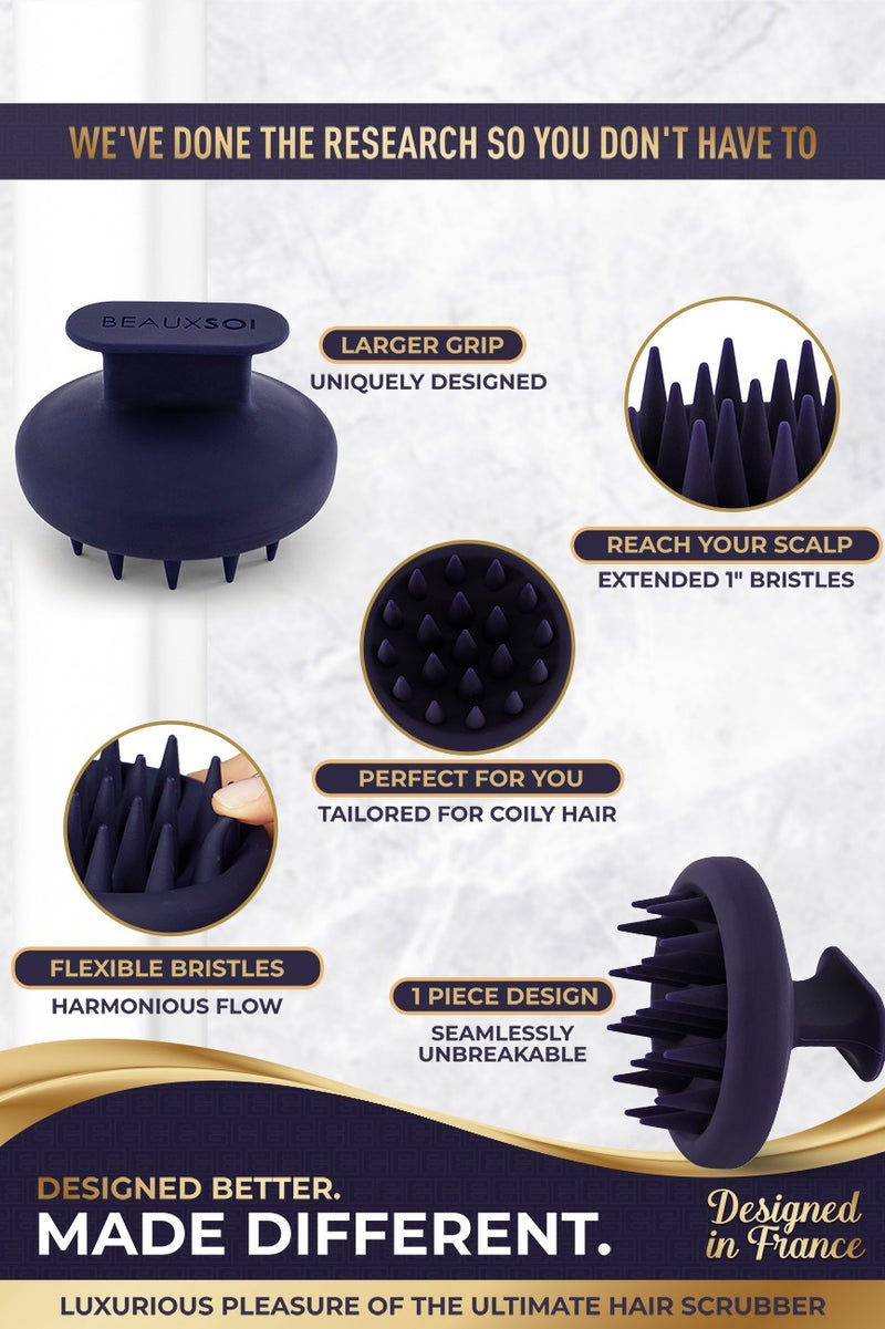 Beauxsoi Silicone Shampoo Brush And Scalp Exfoliator Hair Massager For Hair Growth Scalp Scrubber For Dandruff Shampoo Scalp Brush Scalp Massager Hair Growth (Empowered Purple) (Medium)