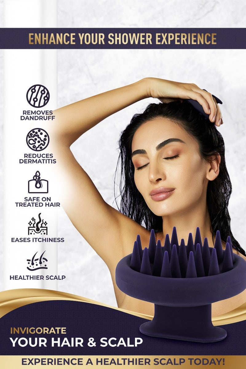 Beauxsoi Silicone Shampoo Brush And Scalp Exfoliator Hair Massager For Hair Growth Scalp Scrubber For Dandruff Shampoo Scalp Brush Scalp Massager Hair Growth (Empowered Purple) (Medium)