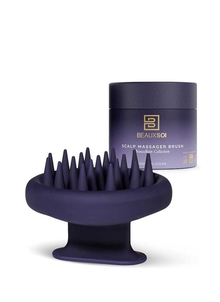 BEAUXSOI Beauxsoi Silicone Shampoo Brush And Scalp Exfoliator Hair Massager For Hair Growth Scalp Scrubber For Dandruff Shampoo Scalp Brush Scalp Massager Hair Growth (Empowered Purple) (Medium)  - Image 1