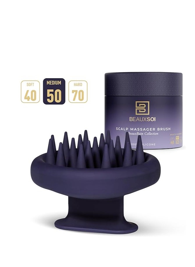 BEAUXSOI Beauxsoi Silicone Shampoo Brush And Scalp Exfoliator Hair Massager For Hair Growth Scalp Scrubber For Dandruff Shampoo Scalp Brush Scalp Massager Hair Growth (Empowered Purple) (Medium)  - Image 2
