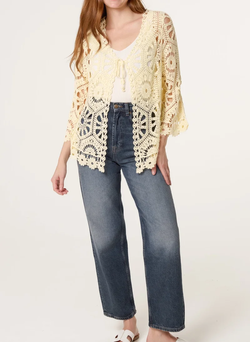 بلو فانيلا Long-Sleeved Crochet Cardigan