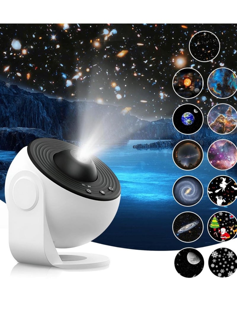 Star Projector, Night Light Galaxy Projector 6500K with 12 Galaxy Discs, LED Lights Projection Lamp for Kids Bedroom, Adults Home Theater, Party, Living Room Decor, White - Image 1