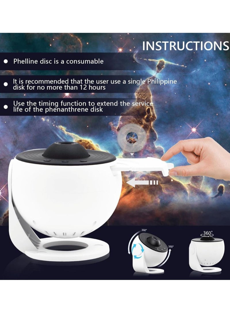 Star Projector, Night Light Galaxy Projector 6500K with 12 Galaxy Discs, LED Lights Projection Lamp for Kids Bedroom, Adults Home Theater, Party, Living Room Decor, White - Image 2