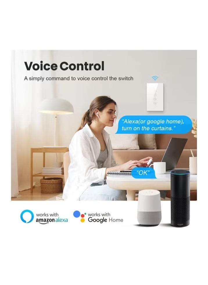 Tuya Smart WIFI Shutter Touch Switch Works with Amazon Alexa and Google Home