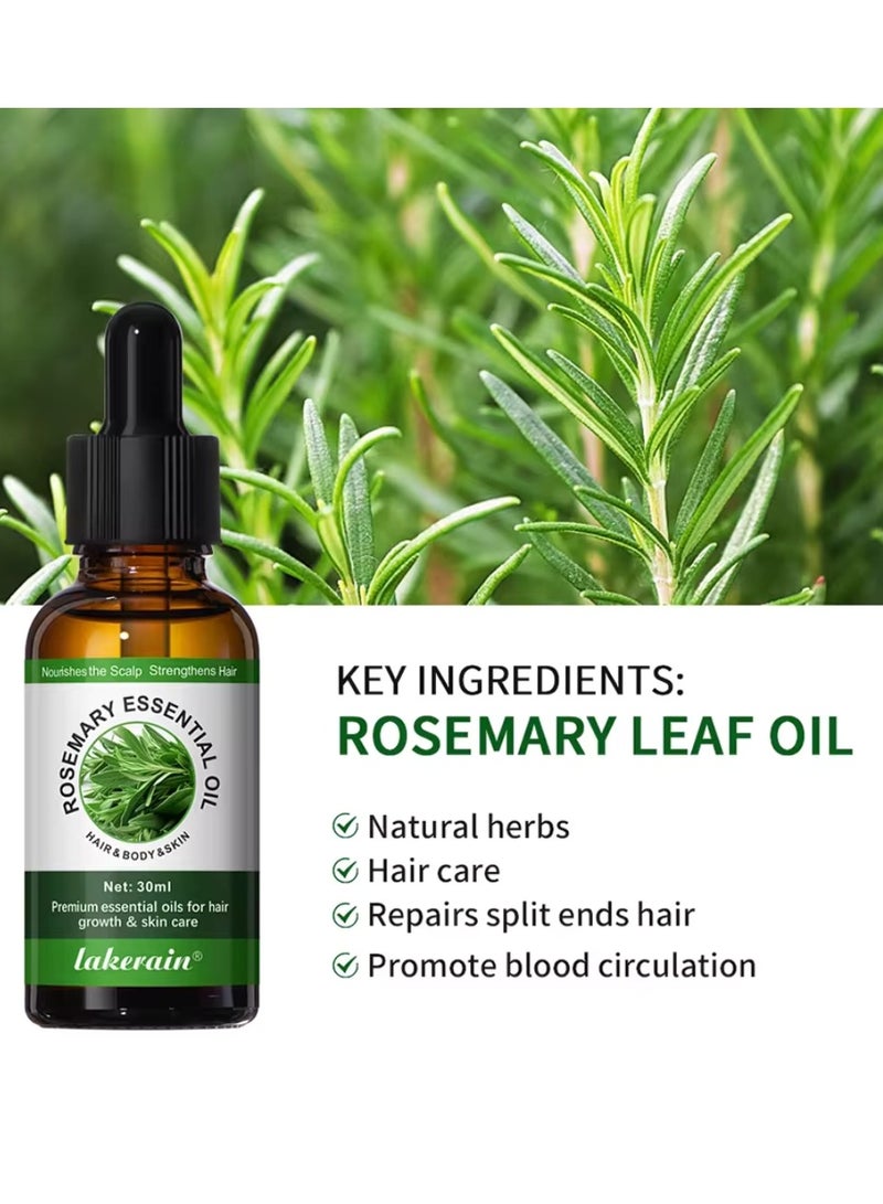 lakerain Rosemary Essential Oil Rosemary Oil for Hair Growth Serum 100% Pure Natural and Organic Rosemary Oil for Dry Damaged Hair Growth Scalp Oil Hair Loss Treatment Serum Oil 30ml  - Image 2