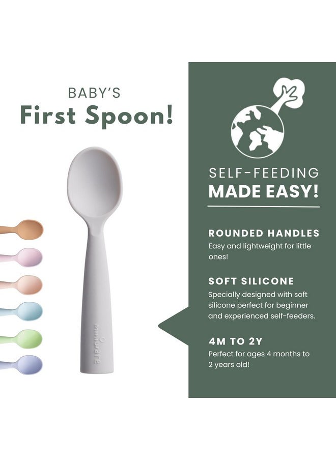 Miniware Miniware Silicone Baby Spoon for Training - BPA Free Baby Utensils - Baby Spoons Self Feeding 6 Months | 100% Food Grade Silicone - Modern & Dishwasher Safe Toddler Spoons (Grey and Cotton Candy)  - Image 2