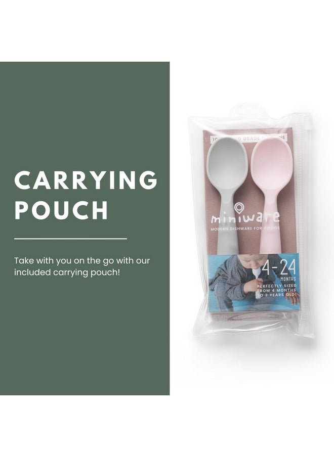 Miniware Miniware Silicone Baby Spoon for Training - BPA Free Baby Utensils - Baby Spoons Self Feeding 6 Months | 100% Food Grade Silicone - Modern & Dishwasher Safe Toddler Spoons (Grey and Cotton Candy)  - Image 4