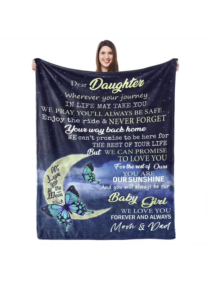 UFOORO Custom Throw Daughter Blanket Customized Blankets for Girls from Dad and Mom Birthday 55"x70" - Image 1