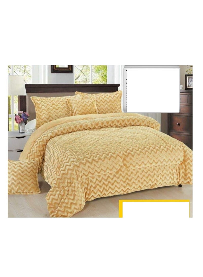 Velvet Comforter  6-Piece Rose Fur King Comforter Set Velvet Quilted Bedspread Throw & Pillow Double King Size Bedding Set c9