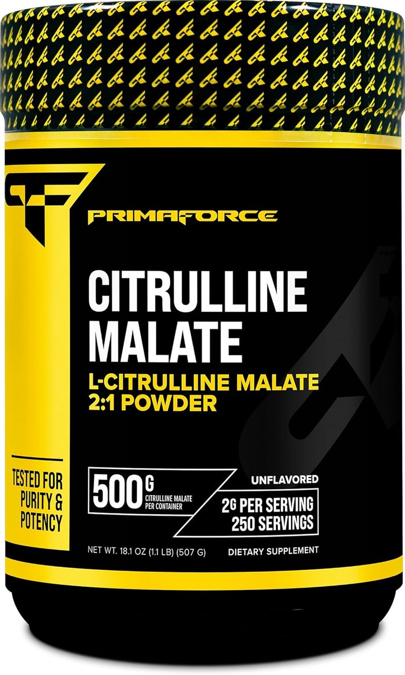 PrimaForce LCitrulline Malate Powder Unflavored Pre Workout Supplement 500 Grams  Energy Support Aids Recovery Enhances Strength Performance  Vegan NonGMO - Image 1