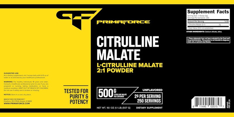 PrimaForce LCitrulline Malate Powder Unflavored Pre Workout Supplement 500 Grams  Energy Support Aids Recovery Enhances Strength Performance  Vegan NonGMO - Image 5