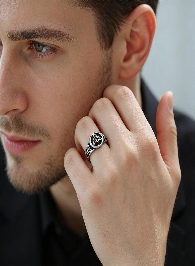 HZMAN Triquetra Trinity Knot Stainless Steel Irish Celtic Knot Ring Size（Silver，13） - Image 2