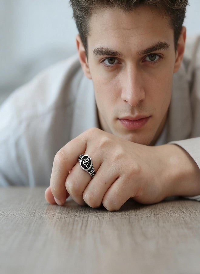 HZMAN Triquetra Trinity Knot Stainless Steel Irish Celtic Knot Ring Size（Silver，13） - Image 3