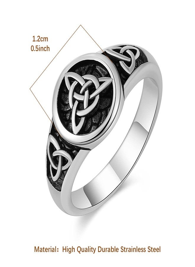 HZMAN Triquetra Trinity Knot Stainless Steel Irish Celtic Knot Ring Size（Silver，13） - Image 5