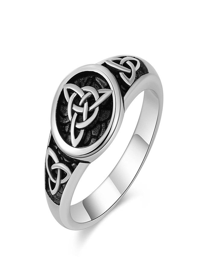 HZMAN Triquetra Trinity Knot Stainless Steel Irish Celtic Knot Ring Size（Silver，13） - Image 1