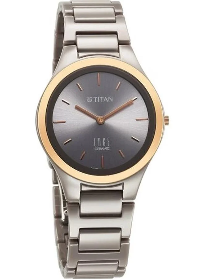 TITAN Women's Analog Display Watch With Grey Ceramic Strap - 2653KC09