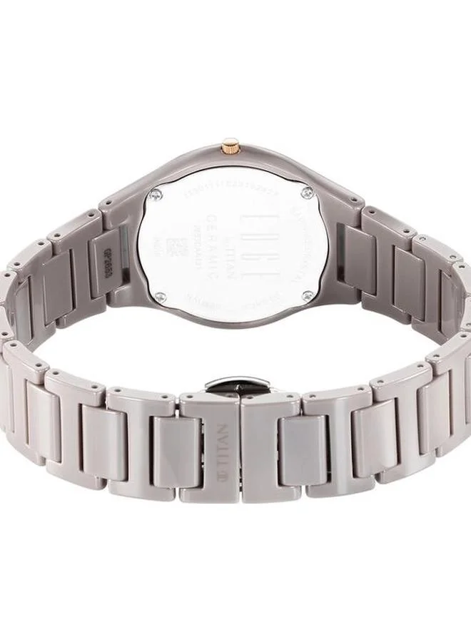 TITAN Women's Analog Display Watch With Grey Ceramic Strap - 2653KC09