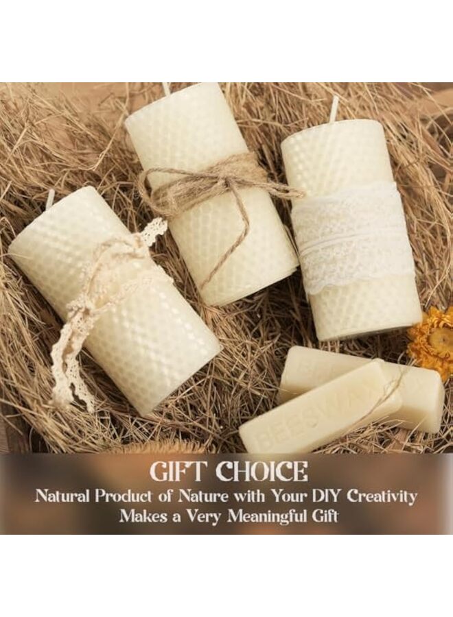 يُسلِّم عبوة من 3 شموع مصنوعة من شمع العسل، شموع ملفوفة مصنوعة يدوياً من شمع العسل النقي، مثالية للهدايا وديكور المنزل (أبيض). - Image 2