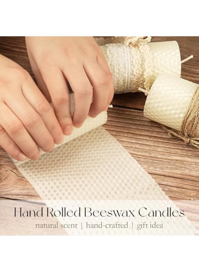 يُسلِّم عبوة من 3 شموع مصنوعة من شمع العسل، شموع ملفوفة مصنوعة يدوياً من شمع العسل النقي، مثالية للهدايا وديكور المنزل (أبيض). - Image 5