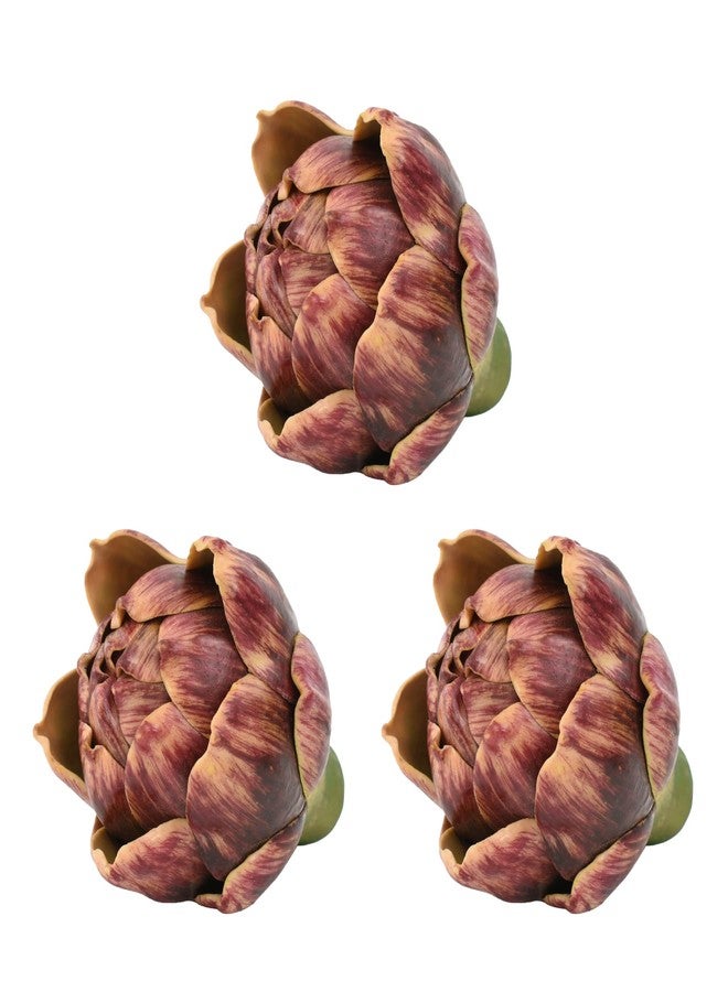 Luckforest Artificial Artichokes, 3Pcs Small Purple Red Simulation Artichoke Fake Fruits for Home Kitchen Decor Wedding Table Fruit Basket Decoration - Image 1