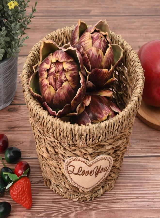 Luckforest Artificial Artichokes, 3Pcs Small Purple Red Simulation Artichoke Fake Fruits for Home Kitchen Decor Wedding Table Fruit Basket Decoration - Image 2