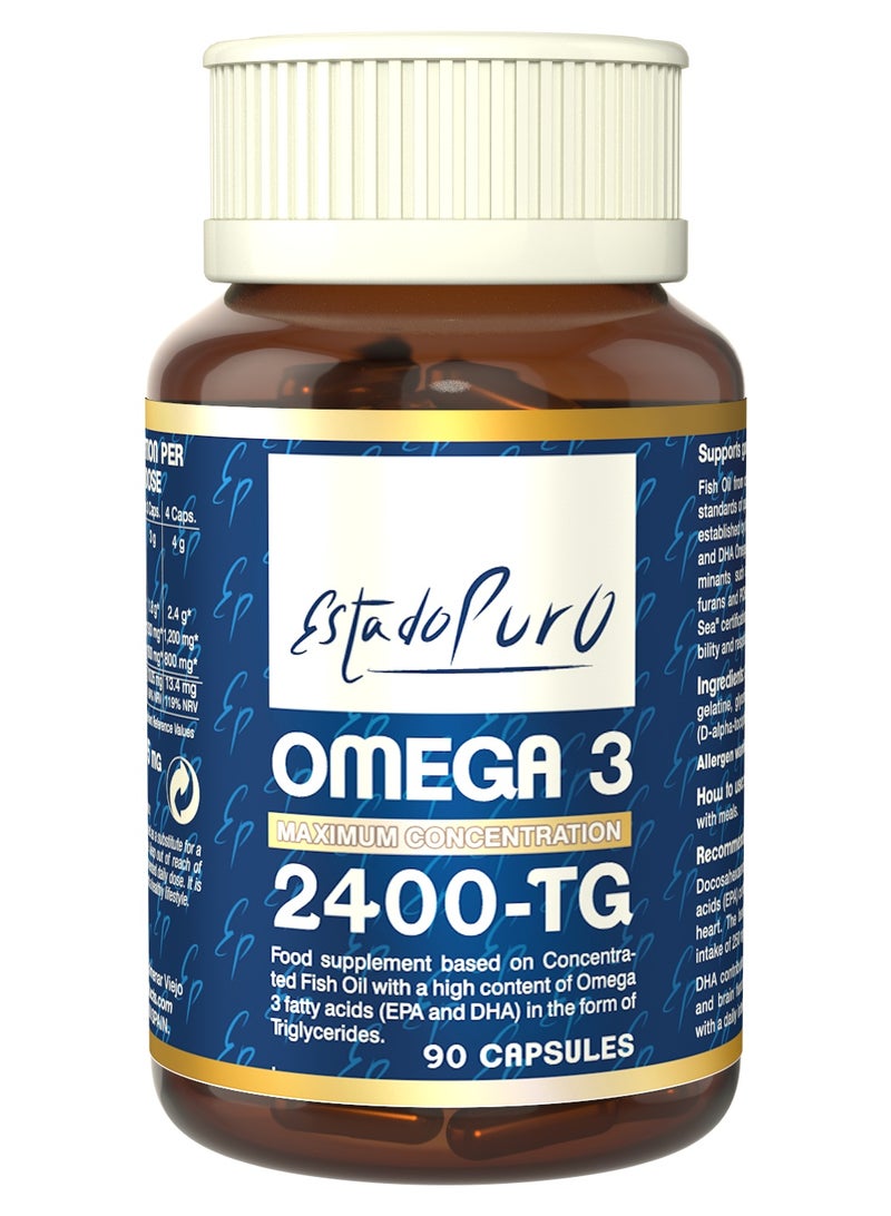 TONGIL Omega 3 Capsules - Fish Oil In Triglyceride Form - 1200mg EPA and 800mg DHA - High Standard Of Stability, Purity and Sustainability - 90 Softgels by TONGIL Estado Puro - Image 1