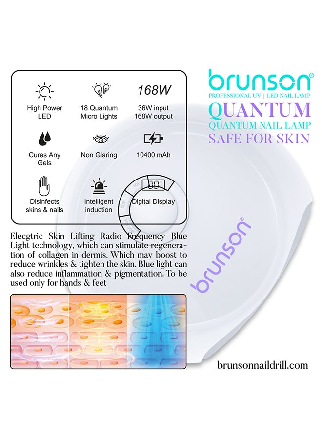 brunson UV LED Nail Dryer 168w Quantum Nail Lamp for Fingernail Toenail Gel Nails Polish  UV LED LAMP LCD Display UV Light for Nail for Curing Gel Polish and Polygel, Manicure Nail Art Design (Plugin) - Image 3