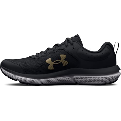 Under Armour Girls Grade School Assert 10 Running Shoe, (001) Black/Black/Metallic Gold, 3.5 Big Kid US - Image 1