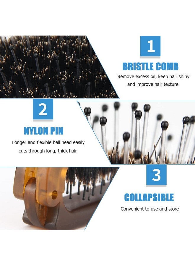 Ancable Travel Folding Hair Brush, Collapsable Portable Pocket Boar Bristle Hair Brush For Thin Thick Hair, Mini Hairbrushfor Men Women Kids Thick Thin Curly Straight Wet Dry Hair Restore Shine - Image 2