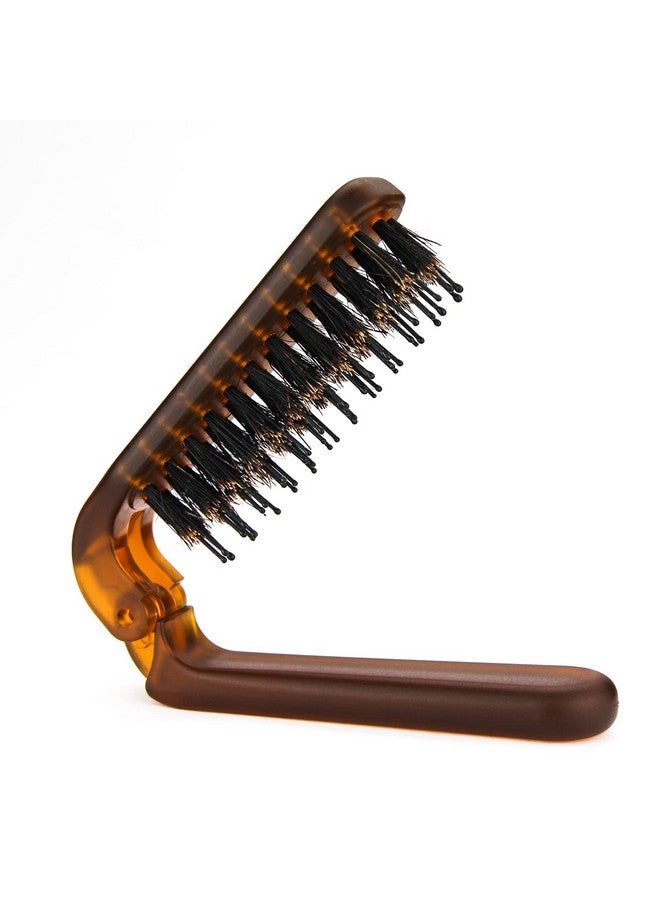 Ancable Travel Folding Hair Brush, Collapsable Portable Pocket Boar Bristle Hair Brush For Thin Thick Hair, Mini Hairbrushfor Men Women Kids Thick Thin Curly Straight Wet Dry Hair Restore Shine - Image 1