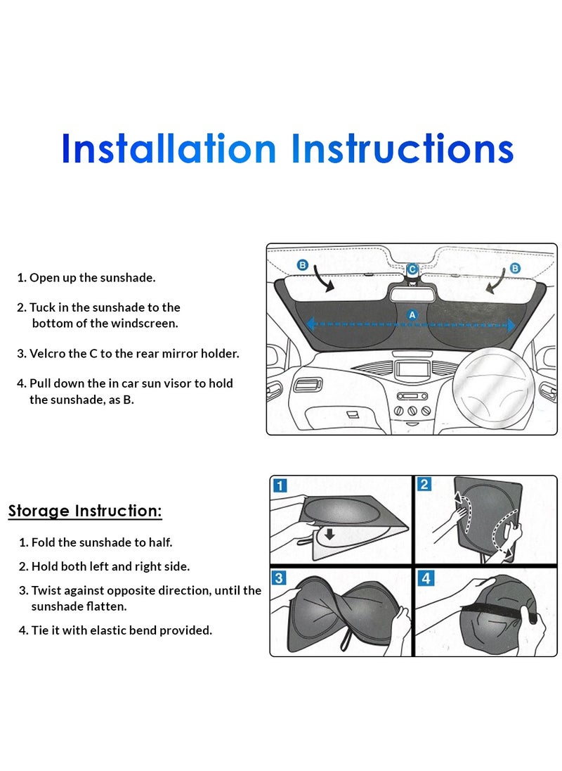 Agc - Car Windshield Sunshade, Car Sun Shade UV Rays and Heat Protector Sun Visor Foldable Keep Your Vehicle Cool Blocks UV Rays - Image 1