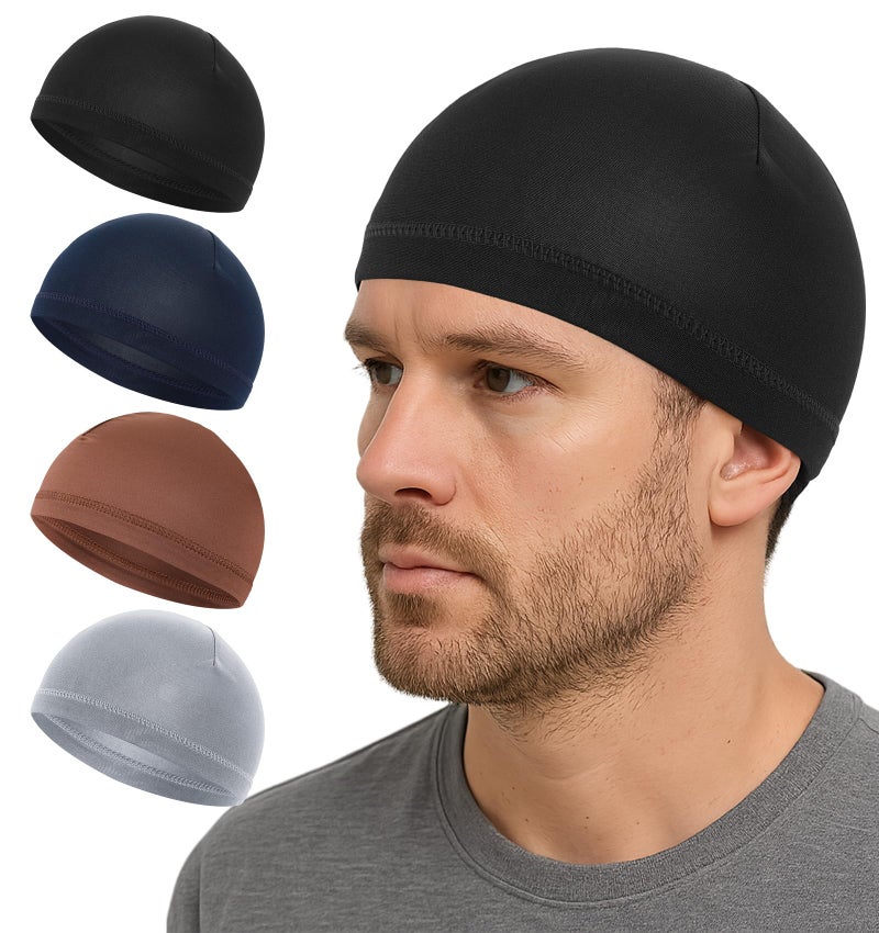 ValueBargain Sleep Cap Men, 4 Pcs Sleeping Cap for Men, Headcaps for Men's Sleeping (4 Colors, Stretch 20-23 Inch) Multi-Colored - Image 1
