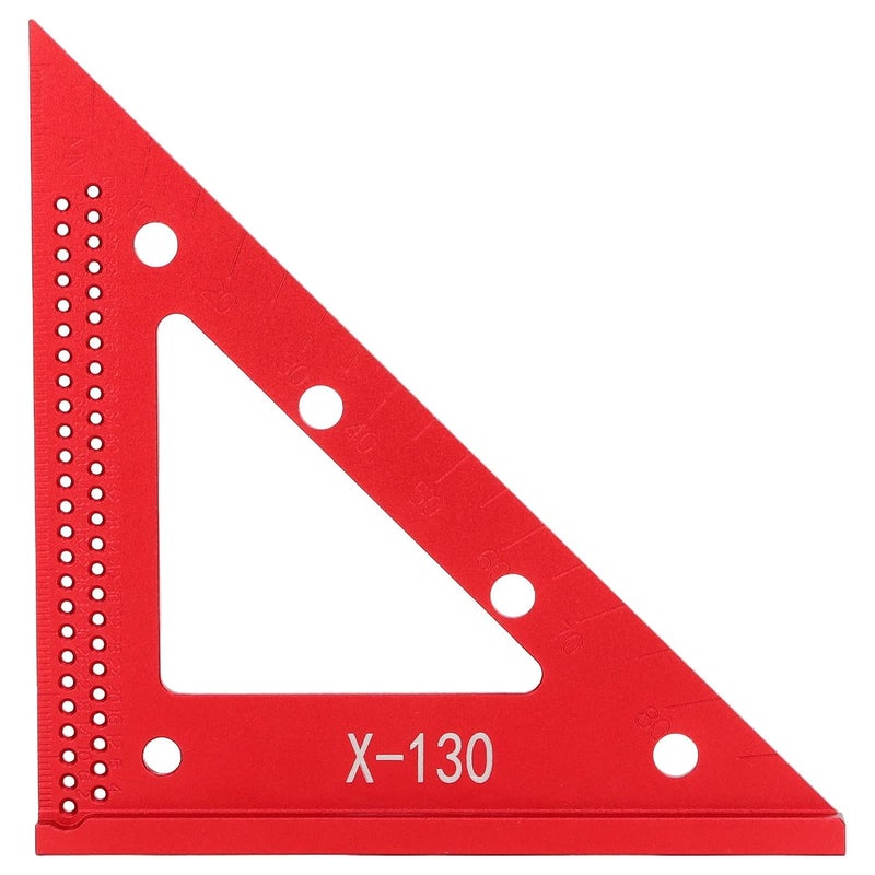 Woodworking Triangle Ruler Aluminum Alloy 5.1in Carpentry Square with Clear Scale - Durable Light Weight Design, 45 and 90 Degree Angles for Framing and Roofing - Image 1