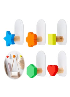 Dominy 5Pcs Colorful Adhesive Hooks, Multifunctional Self Adhesive Hook, Towel Hooks, Adhesive Sticky Hooks, Children's Coat Hooks for Towel, Clothes, Key, Backpacks and Hats  - Image 1
